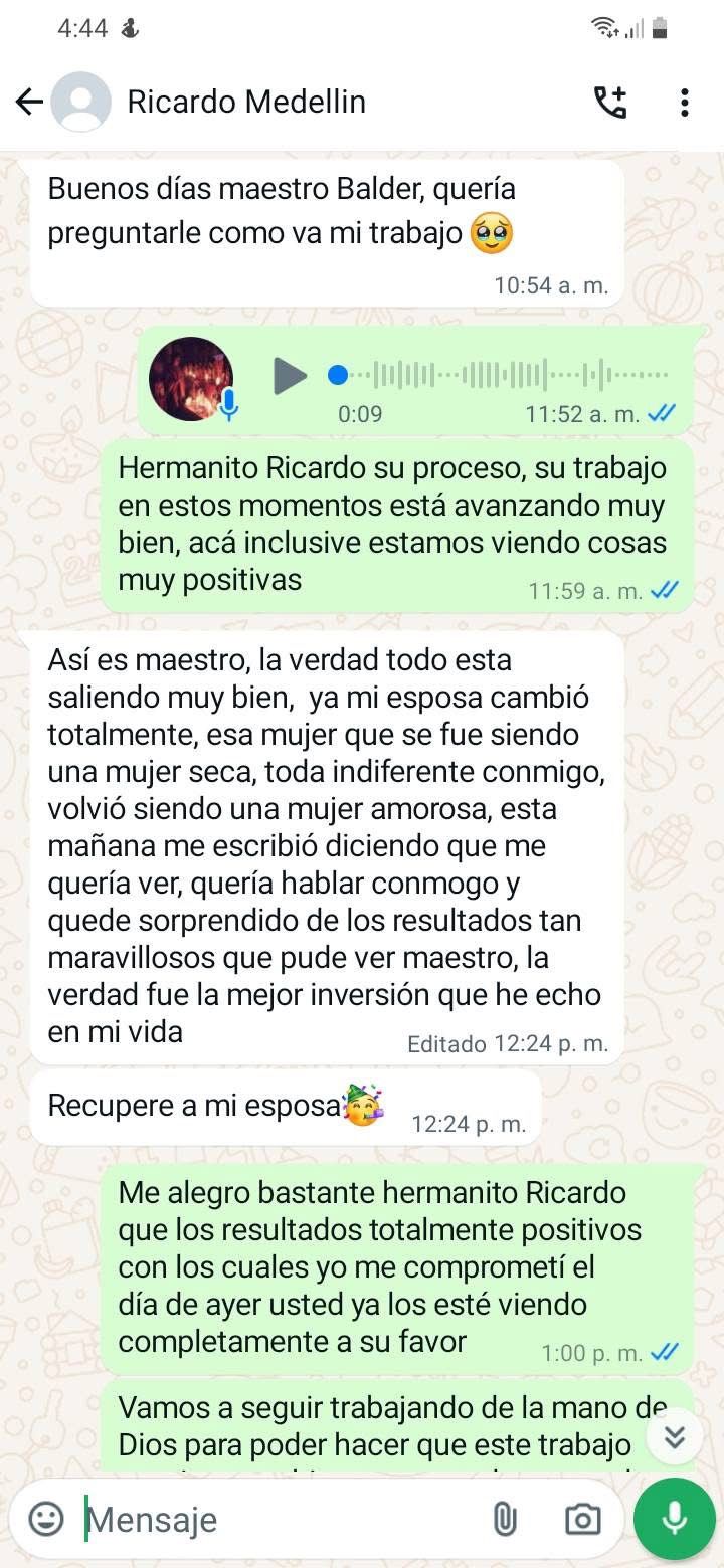 Captura de WhatsApp testimonio 3